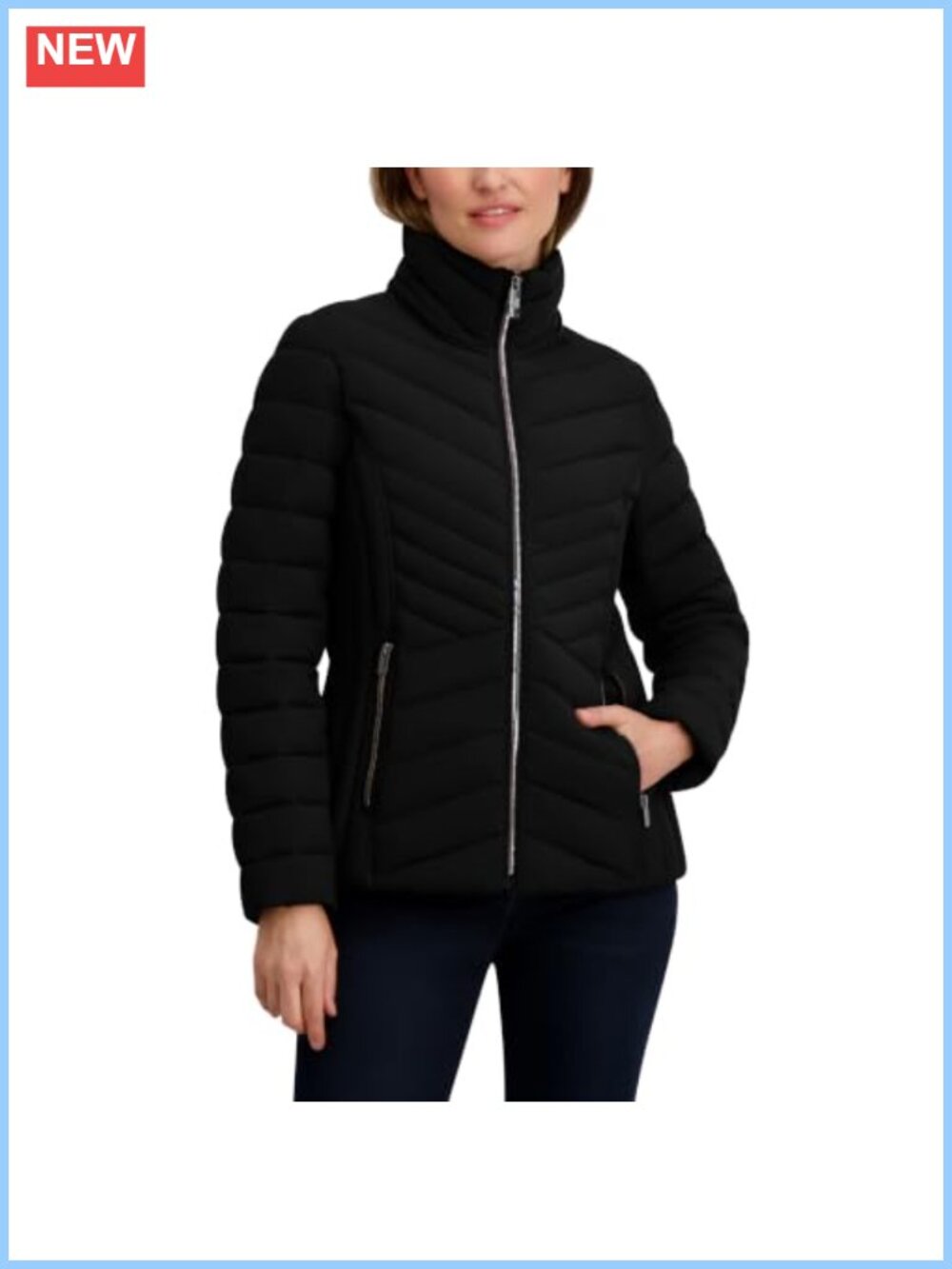 Midweight Stretch Puffer Jacket Water-Resistant Coat Detachable Faux Fur Hood